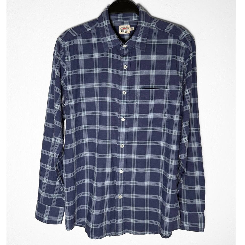 Faherty Men's Cloud Summer Blend Shirt Santa Clara Plaid Long Sleeve Button Up S